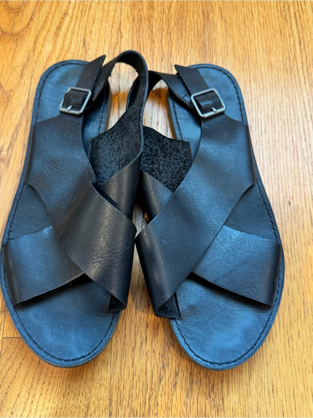 Madewell Black Crisscross Leather Slingback Sandals
